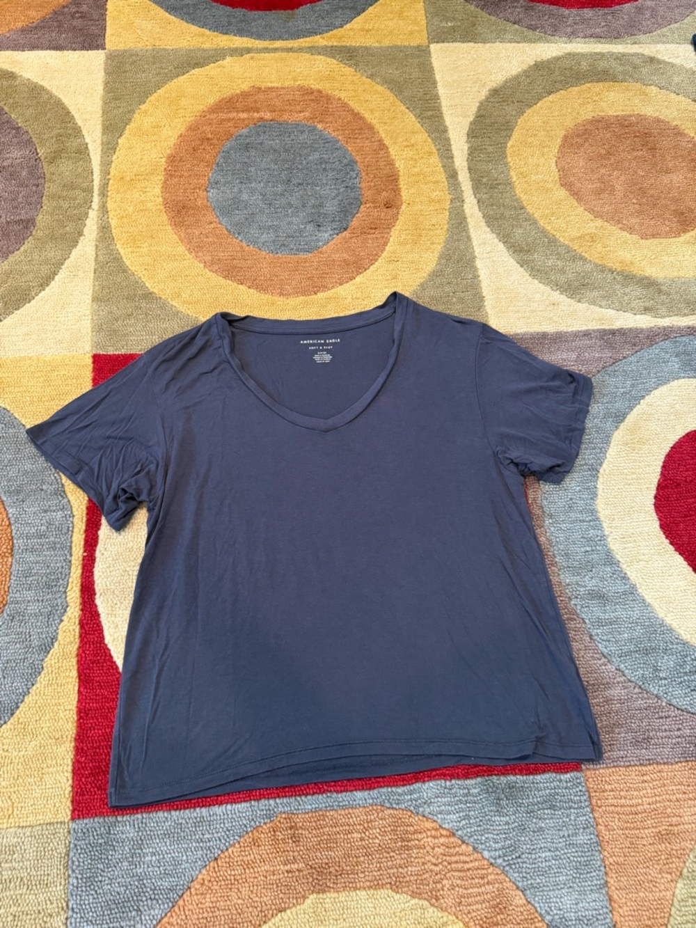 American Eagle Soft & Sexy Grey V Neck Tee Shirt Oversized Loose Size Small